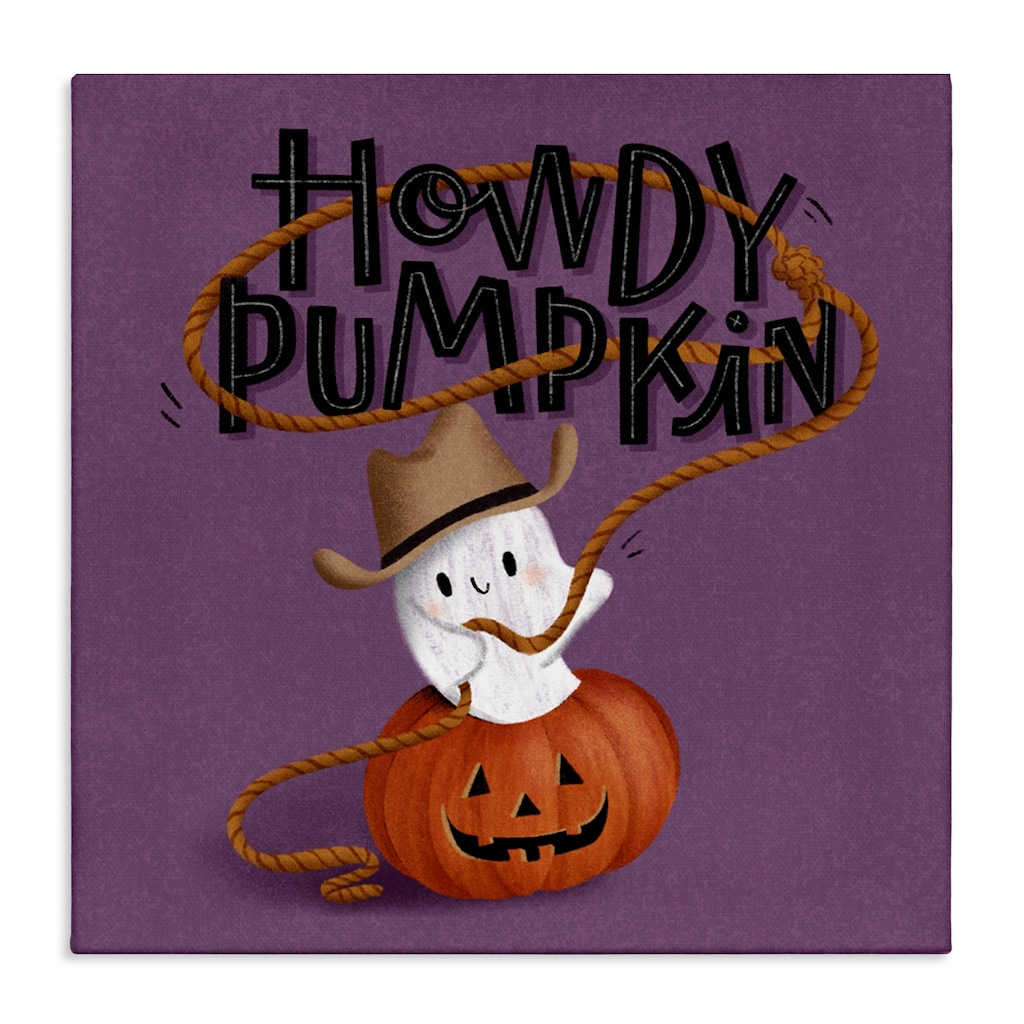 Stupell Howdy Pumpkin Western Ghost Canvas Wall Art Design By Sarah Hickman
