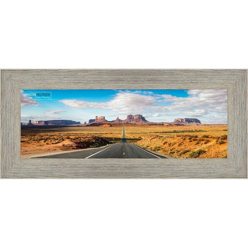 14x40 Distressed/Aged Contrast Grey Wood Picture Panoramic Frame - Panoramic Poster Frame