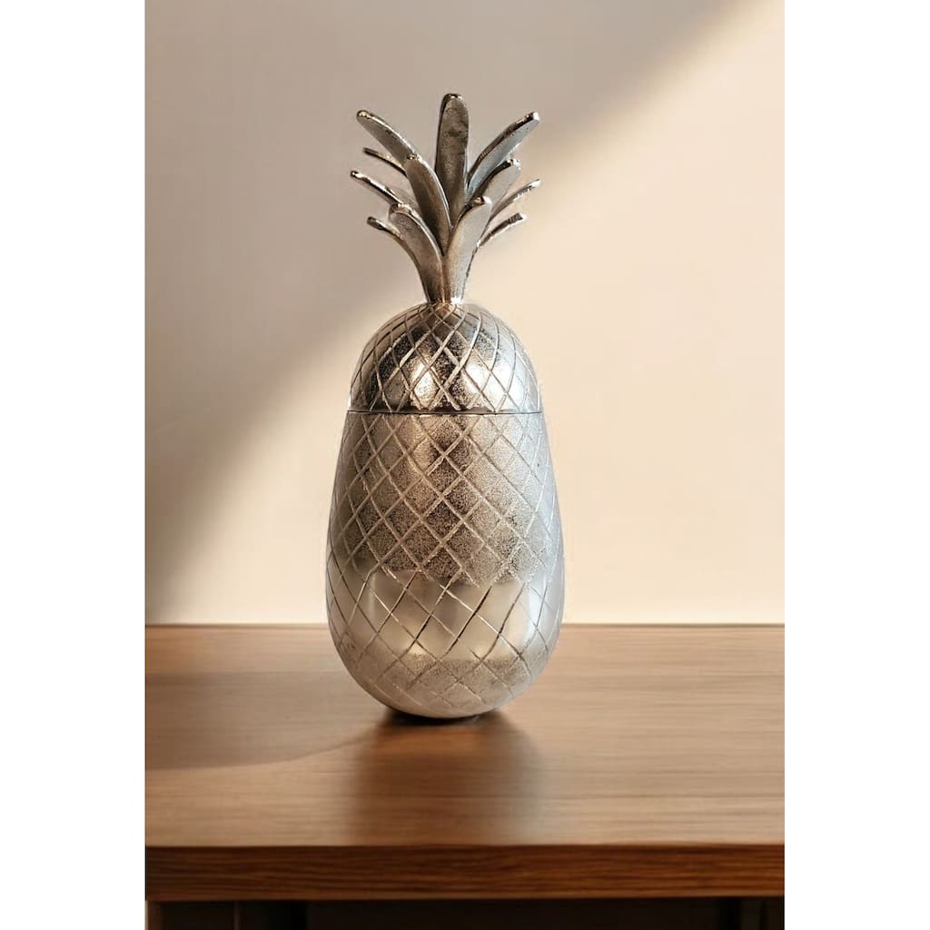 HomeRoots Pineapple Storage Aluminium Decor - 5.5' X '5.5' X '14