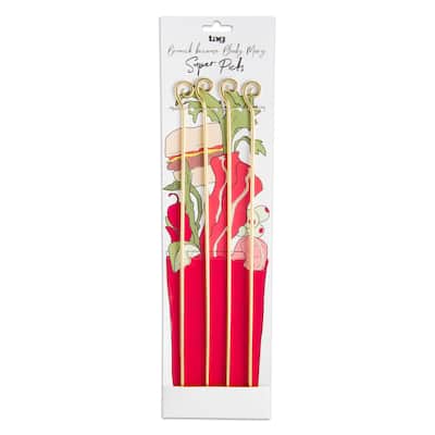 Super Cocktail Pick Set of 4 - Gold Stainless Steel Toothpicks for Bar Use - 13.75 in Long - Hand Wash Only