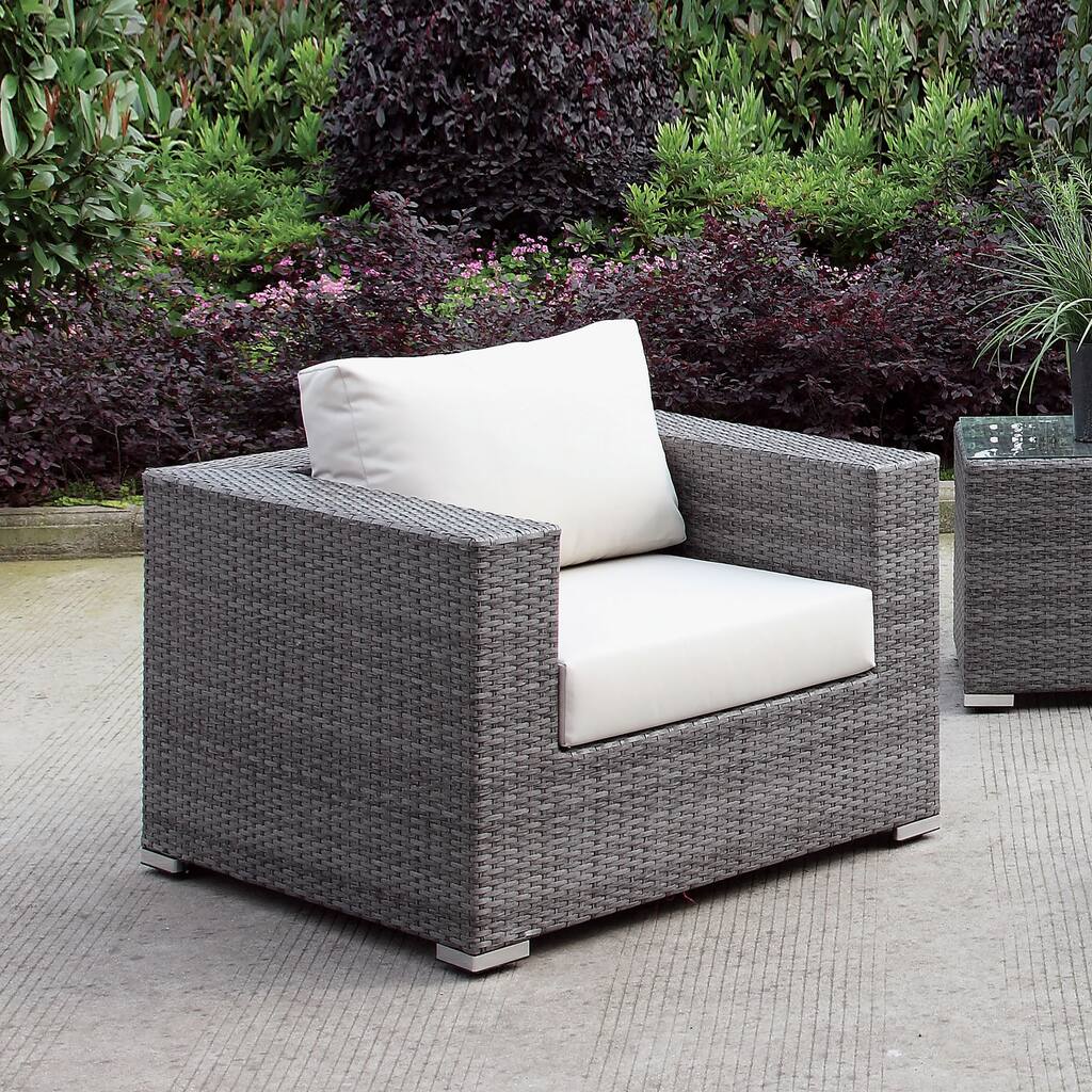 Pyle Contemporary Gray Aluminum Patio Arm Chair by Furniture of America