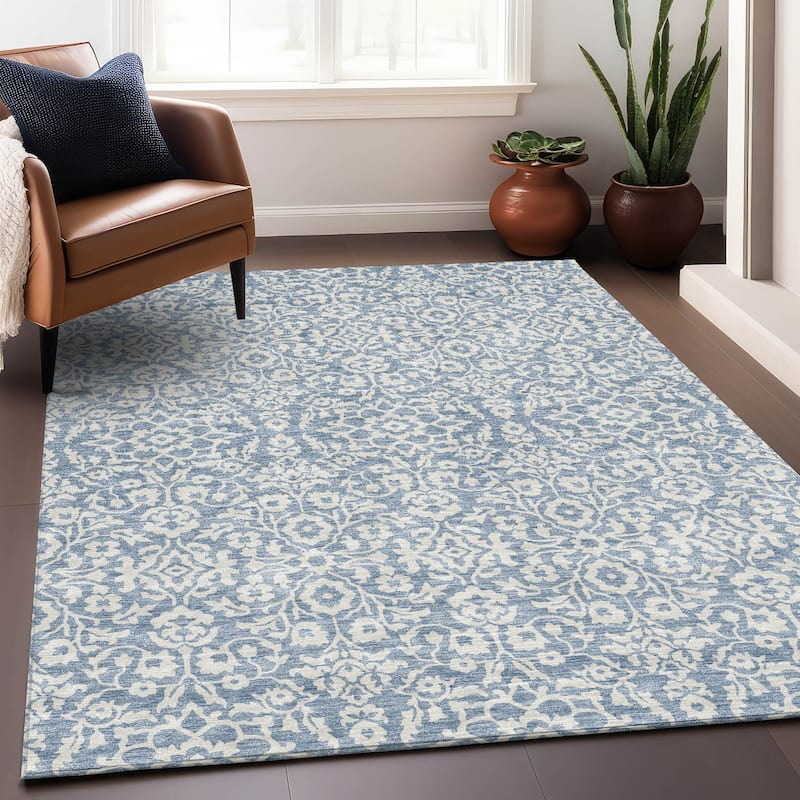 Premium Washable Super Soft Traditional Mekenzie Mayfield Rug - Denim - 10' x 14'