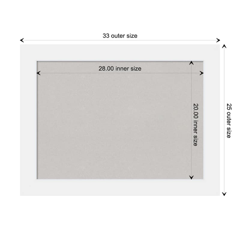 Corvino Wood Framed Grey Corkboard Bulletin Board - Board Size 28x20 - Corvino White