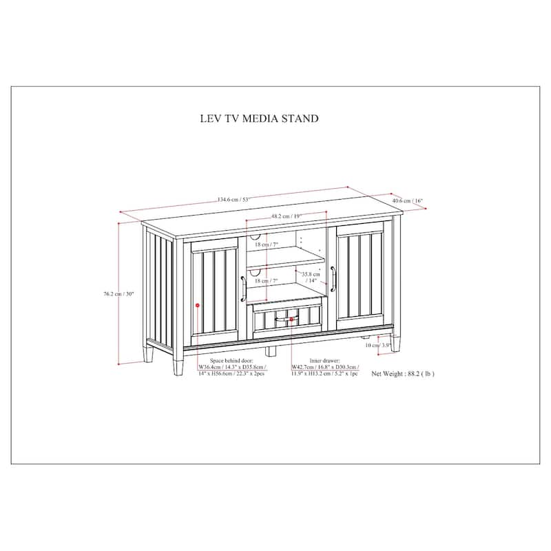 WYNDENHALL Rowan SOLID WOOD 53 inch Wide Contemporary TV Media Stand in Smoky Brown For TVs up to 60 inches