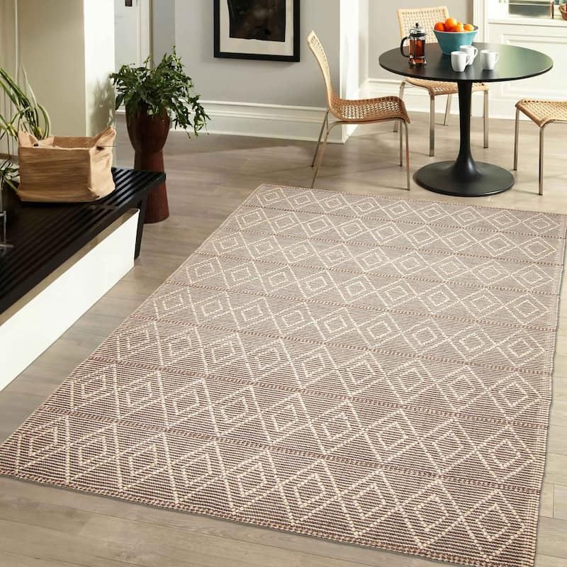ECARPETGALLERY Braid weave Sienna Taupe Wool Rug - 6'1 x 8'10
