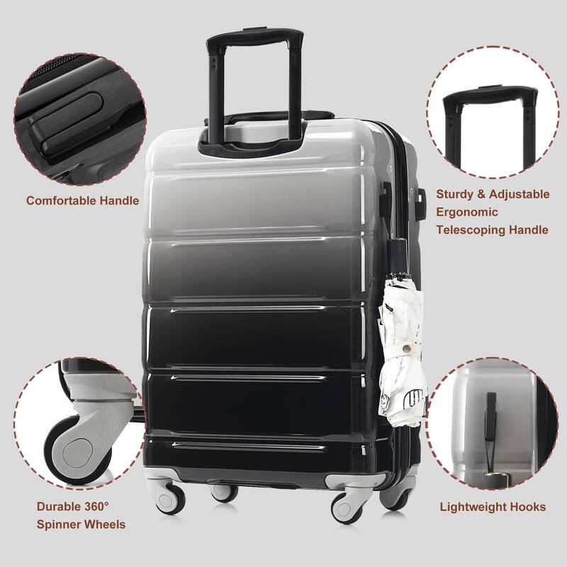 Luggage Set of 3, 20-inch with USB Port, Airline Certified Carry-on Luggage, ABS+PC Hard Shell Luggage with Spinner Wheels