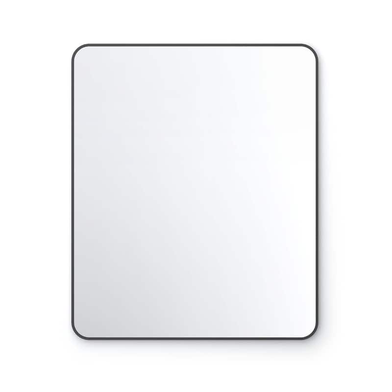 30 x 36 Inch Shatterproof Wall Mount Metal Frame Mirror - Matte Black