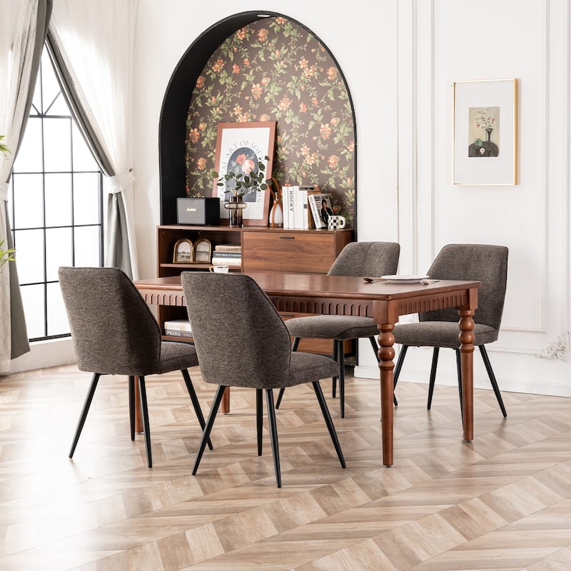 Mid Century Modern Armless Fabric Dining Room Chairs Set of 2
