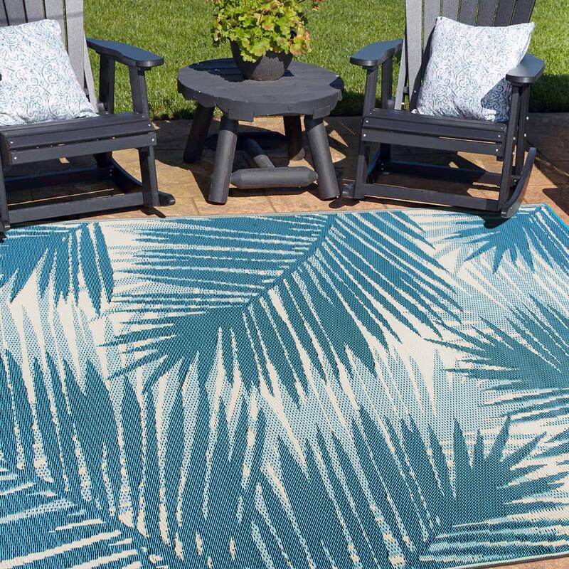 Tropical Floral Reversible Plastic Outdoor Rugs