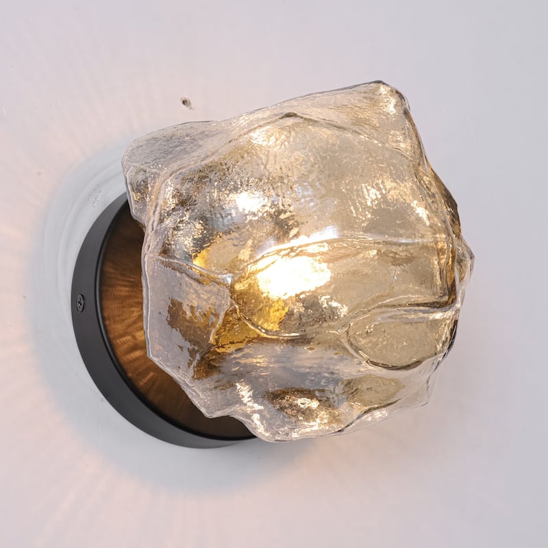 1-Light Modern Glass Wall Sconce - Clear Glass Shade Wall Light for Living Room, Bedroom, and Hallway
