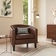preview thumbnail 8 of 8, BELLEZE Kyara Accent Barrel Chair with Gold Nail Head Trim Black Legs Brown-Faux Leather