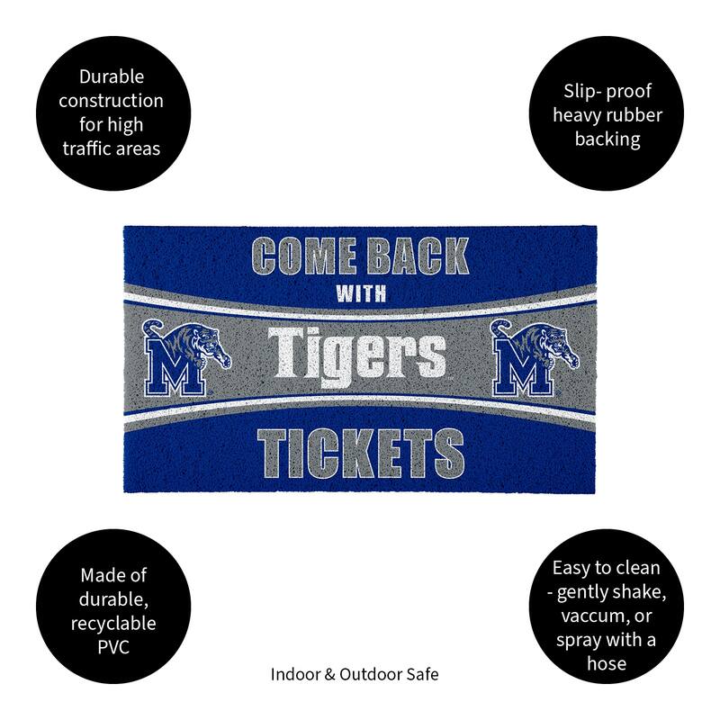 University of Memphis 28 in. x 16 in. PVC "Come Back With Tickets" Trapper Door Mat