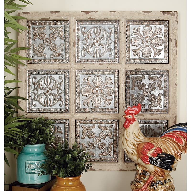 Metal Scroll Wall Decor with Embossed Details - White - Roche River Decor