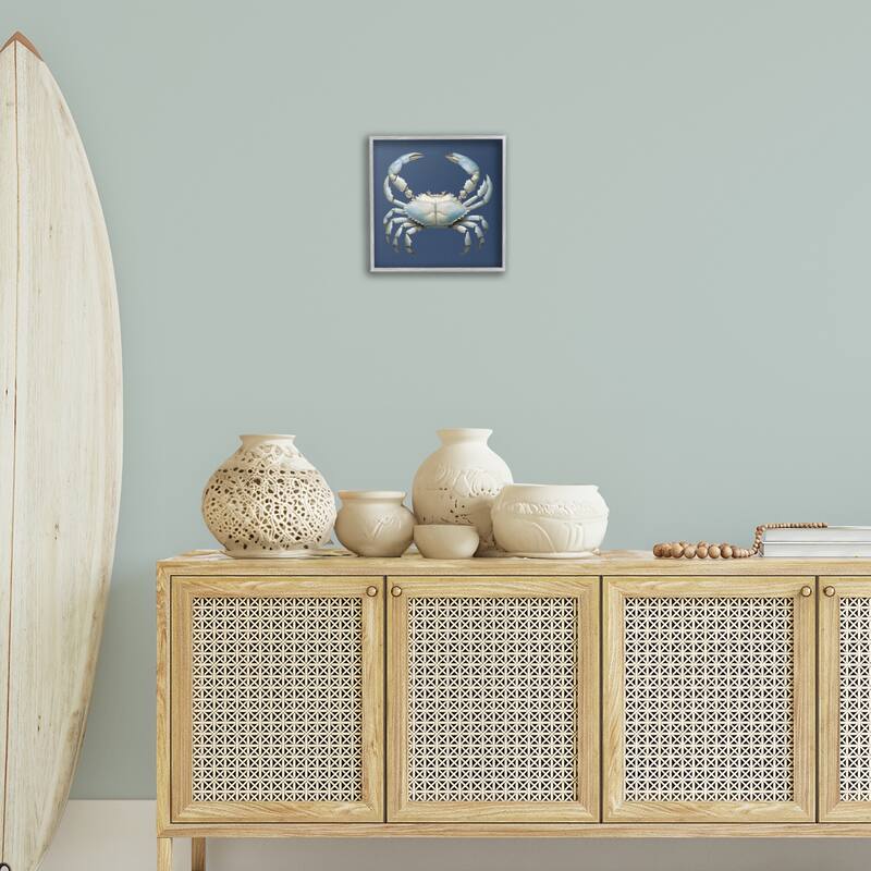 Stupell Detailed Aquatic Blue Crab Framed Giclee Art Design By Elizabeth Medley