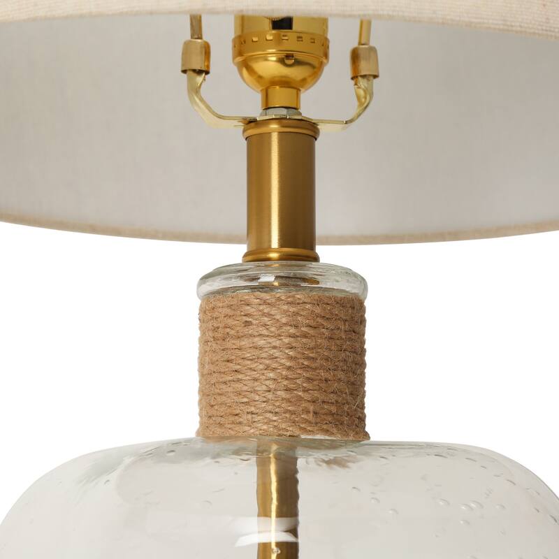 Zoey Coastal 24 IN Gold Table Lamp Clear Seeded Glass Base Desk Light - D14"xH24"