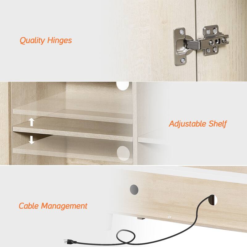 WAMPAT Modern TV Stand and Bookcase Set with Drawers & Cabinets