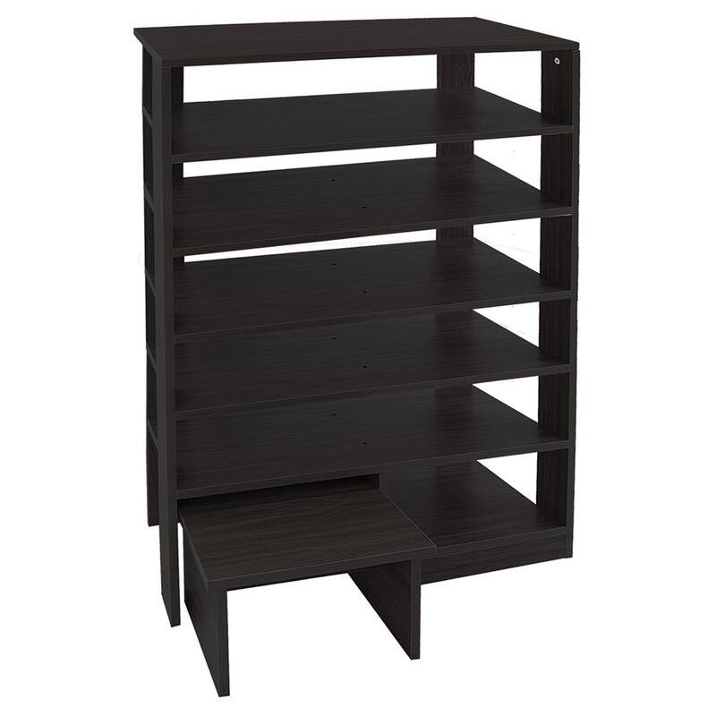 HELLO LAURA Farmhouse 4 Tier Wood Shoe Rack for Entryway Black