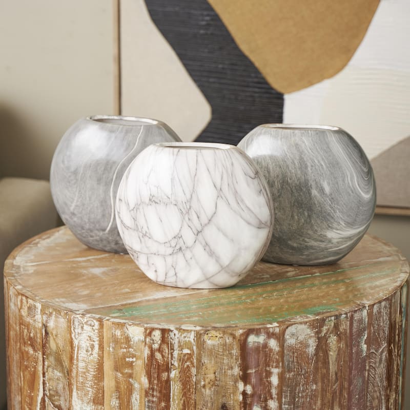 Ceramic Faux Marble Decorative Vase - Set of 3 Gray - Roche River Decor