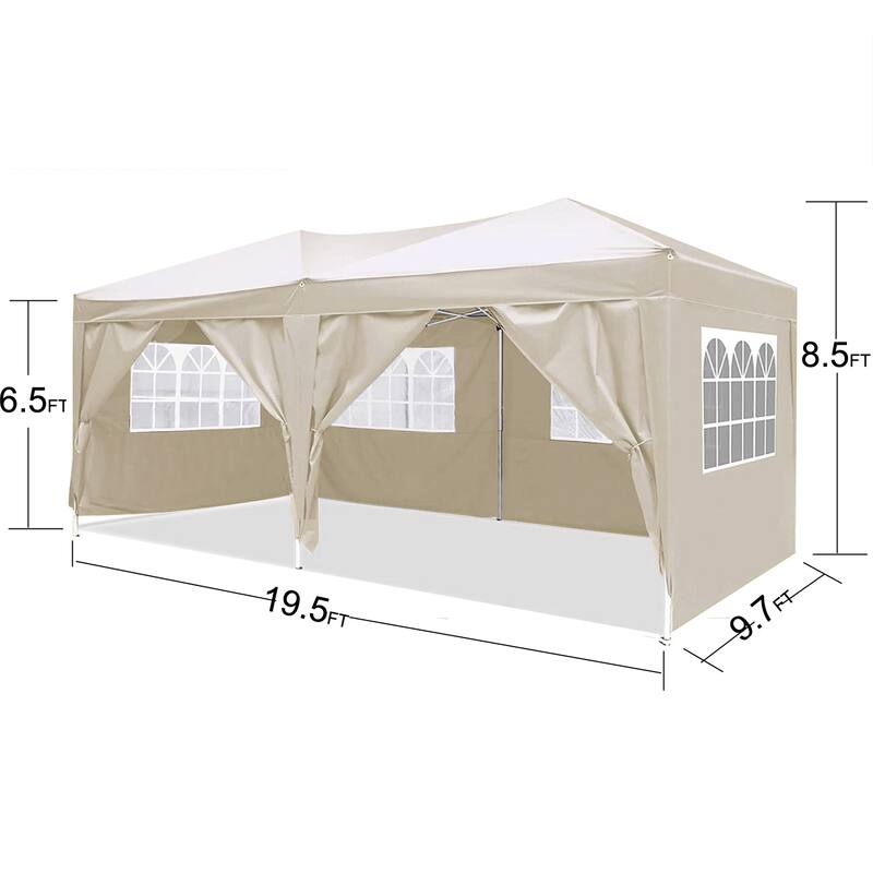 10'x20' EZ Pop Up Canopy Outdoor Portable Party Folding Tent with 6 Removable Sidewalls + Carry Bag + 4pcs Weight Bag