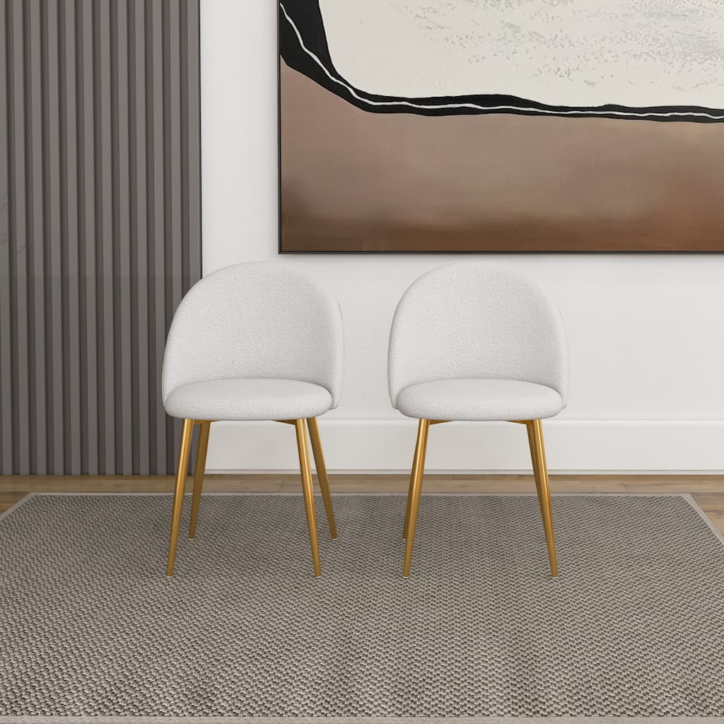 Valentina French Boucle Upholstered Dining Chair in Beige (Pair)