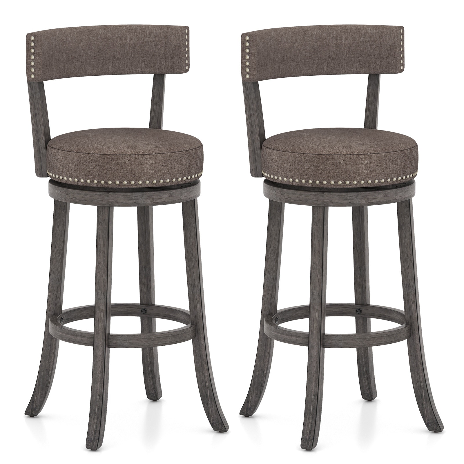 Gymax 31'' Bar Height Chairs Set of 2 w/ 360° Swivel Seat Back &