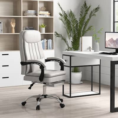 Vinsetto Microfibre Vibration Massage Office Chair, Heated Reclining Computer Chair with Footrest, Lumbar Support Pillow