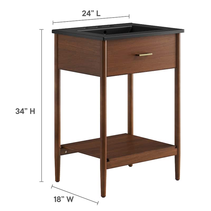 Zaire 18"/24"/30"/36"/48" Bathroom Vanity with Black Sink Top
