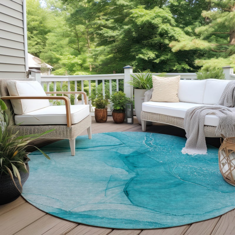 Machine Washable Indoor/ Outdoor Abstract Chantille Rug