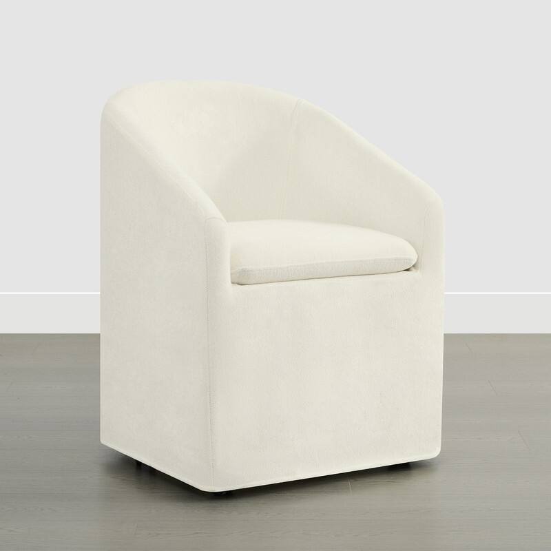 Spruce & Spring Modern Upholstered Dining Chair with Casters & Removable Slipcover - Single - Linen