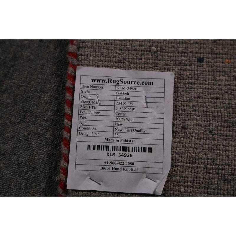 Tribal Gabbeh Oriental Area Rug Handmade Grey Wool Carpet - 5'9" x 7'8"