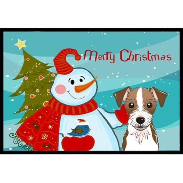 Carolines Treasures BB1822JMAT Snowman With Jack Russell Terrier Indoor & Outdoor Mat 24 x 36 in.