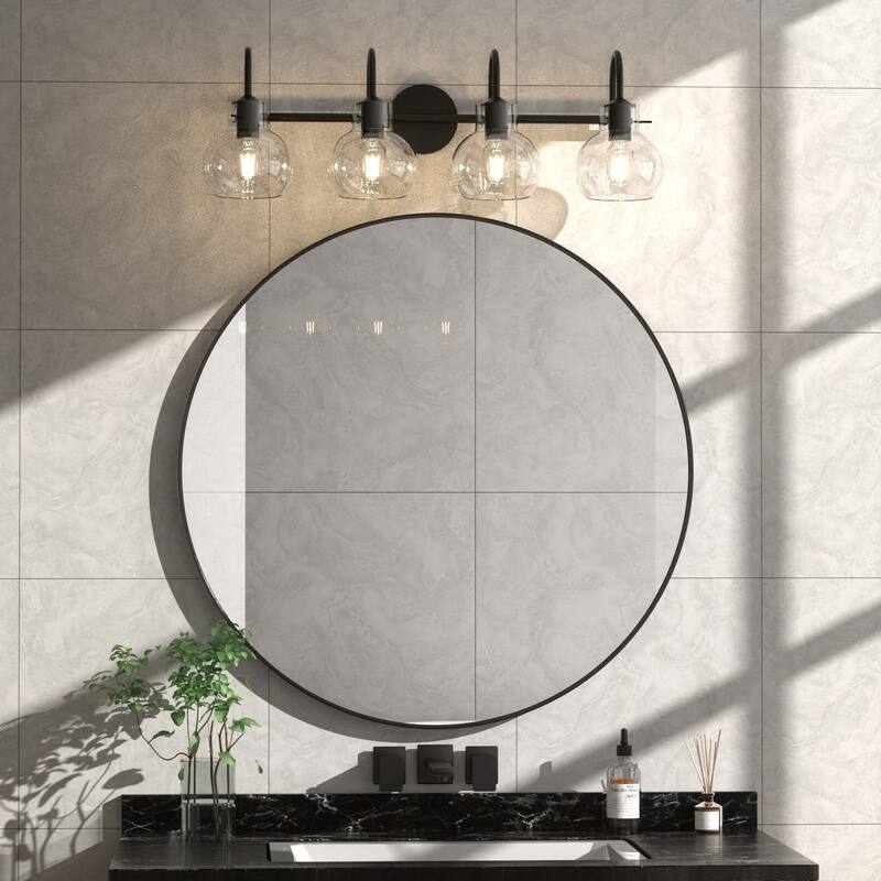 Modern 2/3/4 Bathroom Vanity Lights Clear Globe Glass Shade