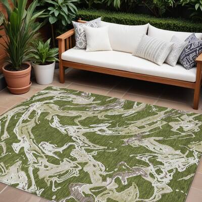 HomeRoots Abstract Transitional Rectangle Outdoor Rug