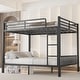 preview thumbnail 1 of 2, Queen over Queen Metal Bunk Bed with Ladder Black