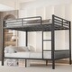 preview thumbnail 1 of 8, Queen over Queen Size Metal Bunk Bed for Adults Black