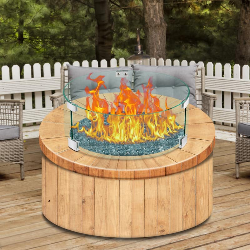 Tempered Glass Flame Guard for Fire Pit Round Wind Shield Outdoor Use