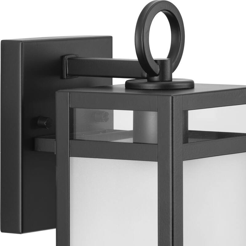 Parrish Collection One-Light Matte Black Clear and Etched Glass Modern Craftsman Outdoor Small Wall Lantern
