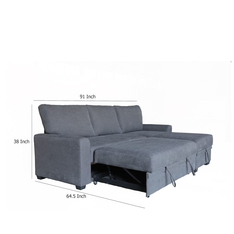 Nami Sleeper Sectional with Storage Chaise, Gray Flannel, 91 Inch