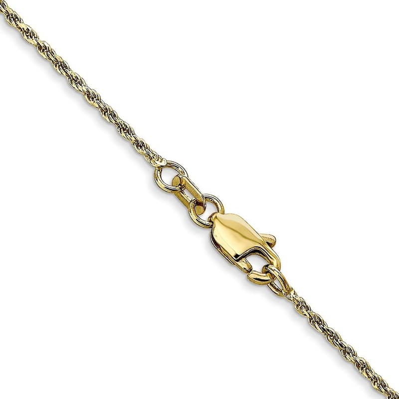 Curata 10k Yellow Gold 7" or 8" Solid 1.15mm Sparkle Cut Rope Chain Bracelet