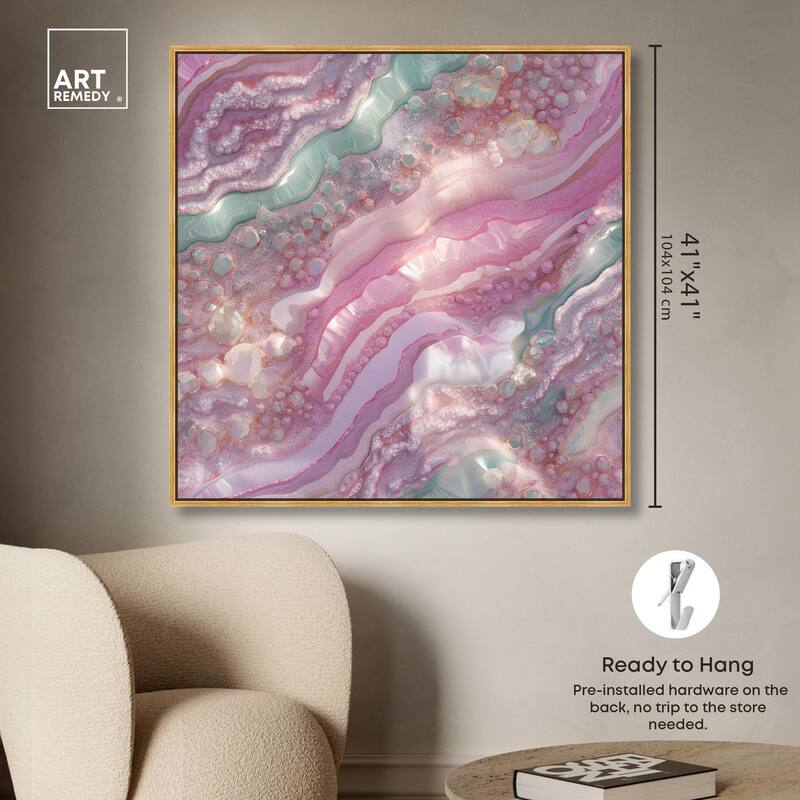 Pink and Mint Crystal I Canvas by Art Remedy