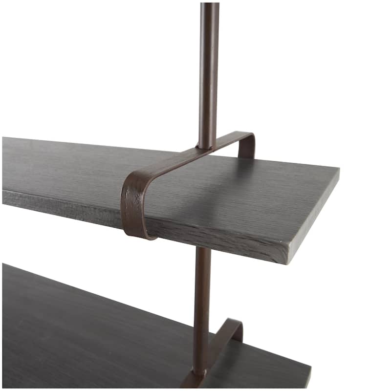 Wood 2 or 3 Level Wall Shelf with Black Metal Brackets - Brown or Gray - Roche River Decor