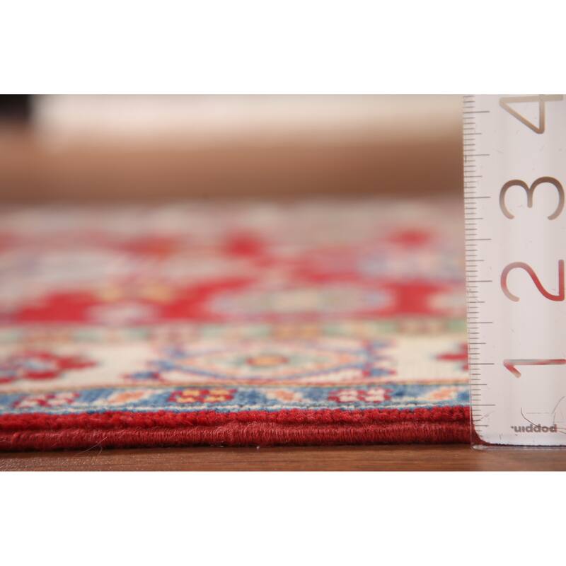 Geometric Kazak Runner Rug Handmade Oriental Wool Carpet - 2'8" x 7'9"