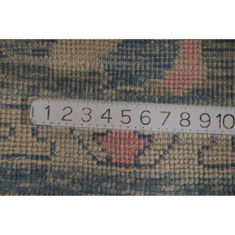 Hand Knotted Oriental 100% Wool Carpet Transitional All-Over Navy Blue & Blues Oushak Area Rug - 11' 7'' X 9' 3''