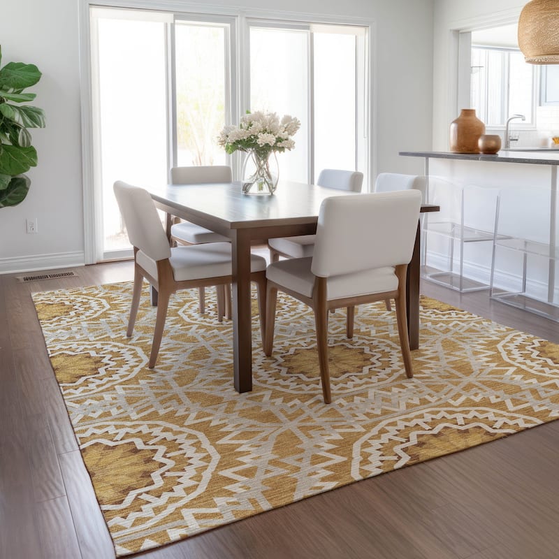 Machine Washable Indoor/ Outdoor Chantille Boho Moroccan Rug
