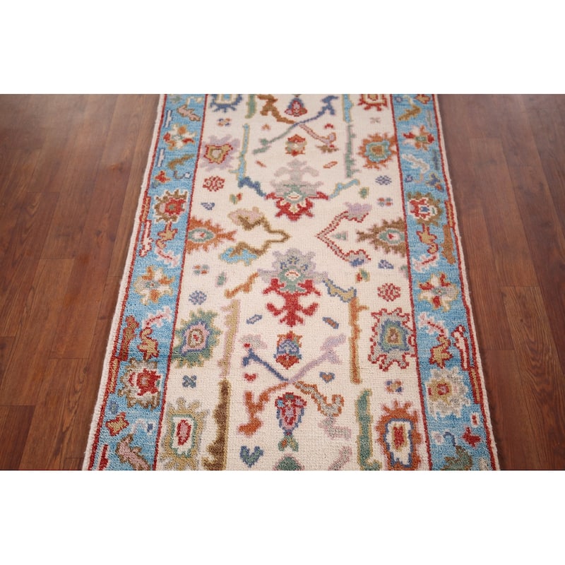 Ivory Oushak Indian Accent Rug Hand-Knotted Wool Carpet - 2'6"x 5'9"