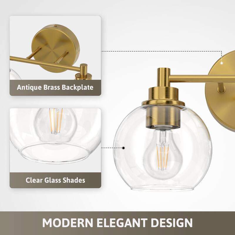 Dimmable Bathroom Vanity Light Globe Glass Shades