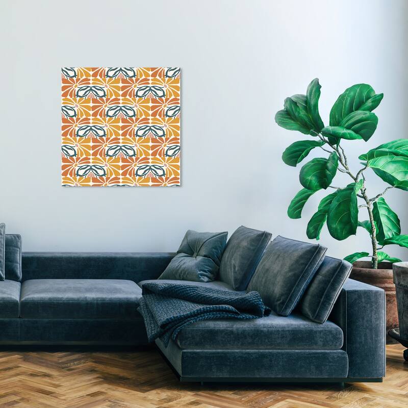 Wynwood Studio Canvas Abstract Custom stack of flowers Orange and Dark Orange Modern & Contemporary Wall Art Canvas Print