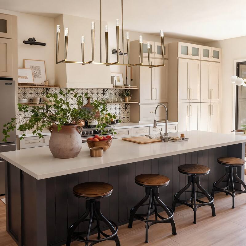 Modern Gold 10-Light Island Chandelier for Kitchen Island Dining Room