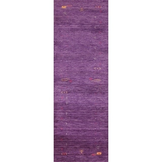 Purple Gabbeh Indian Runner Rug Hand-knotted Wool Carpet - 2'9
