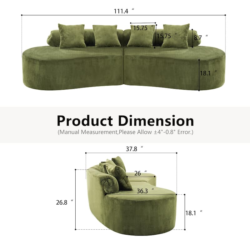 Curved Sectional Sofa Modular Cloud Couch 4 Seat Upholstered Sofa for Living Room Apartment